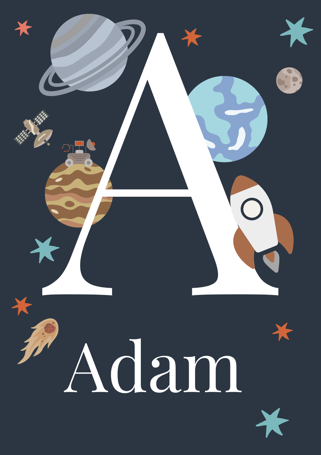 Personalised Space Name Initial Print