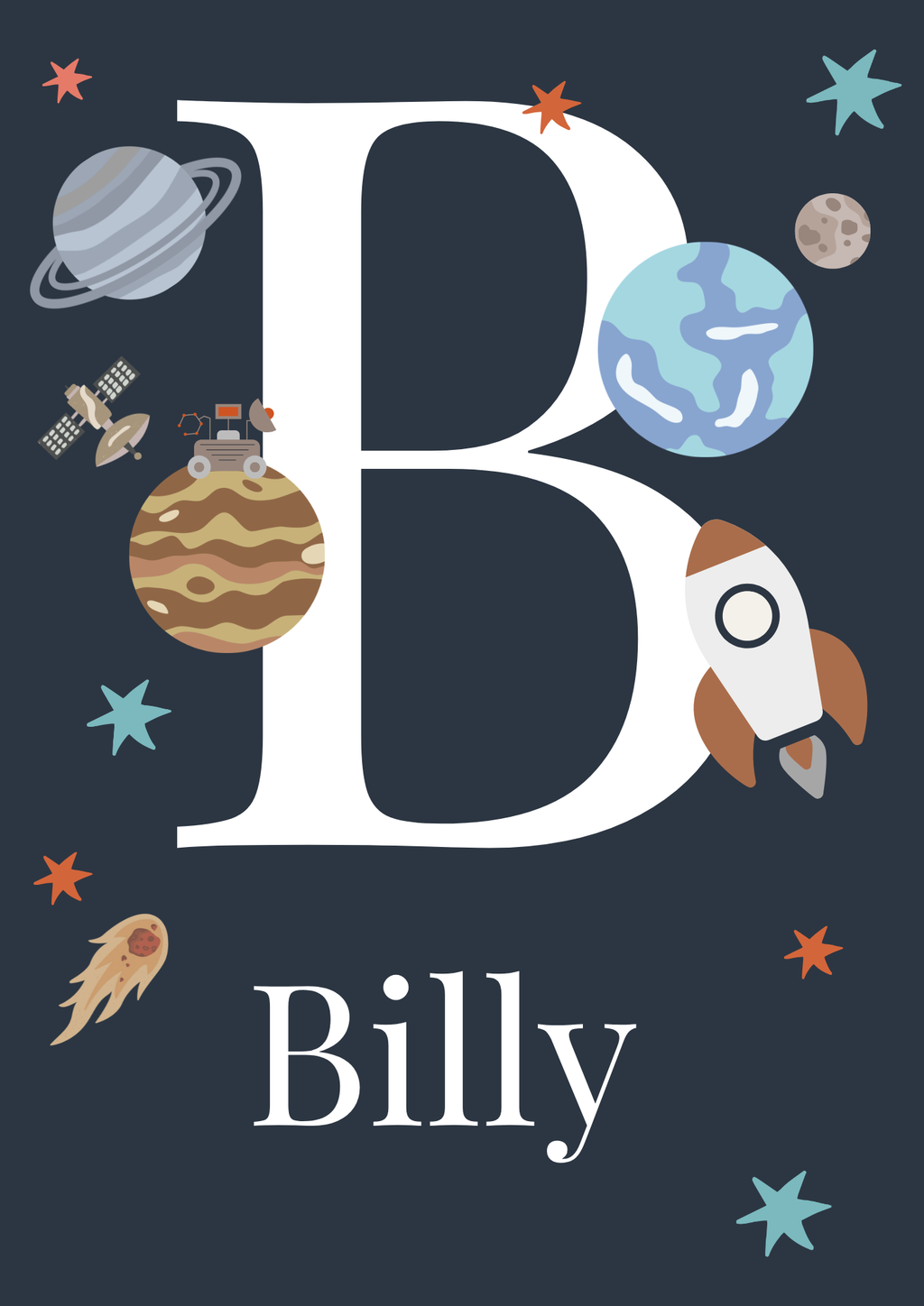 Personalised Space Name Initial Print