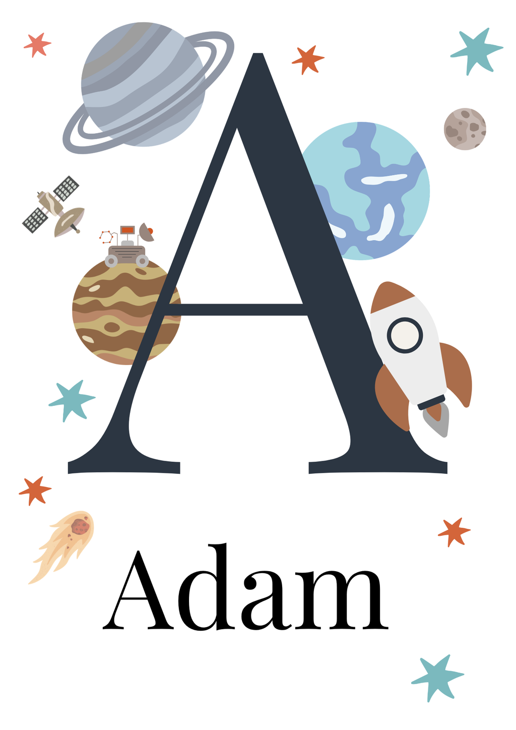 Personalised Space Name Initial Print