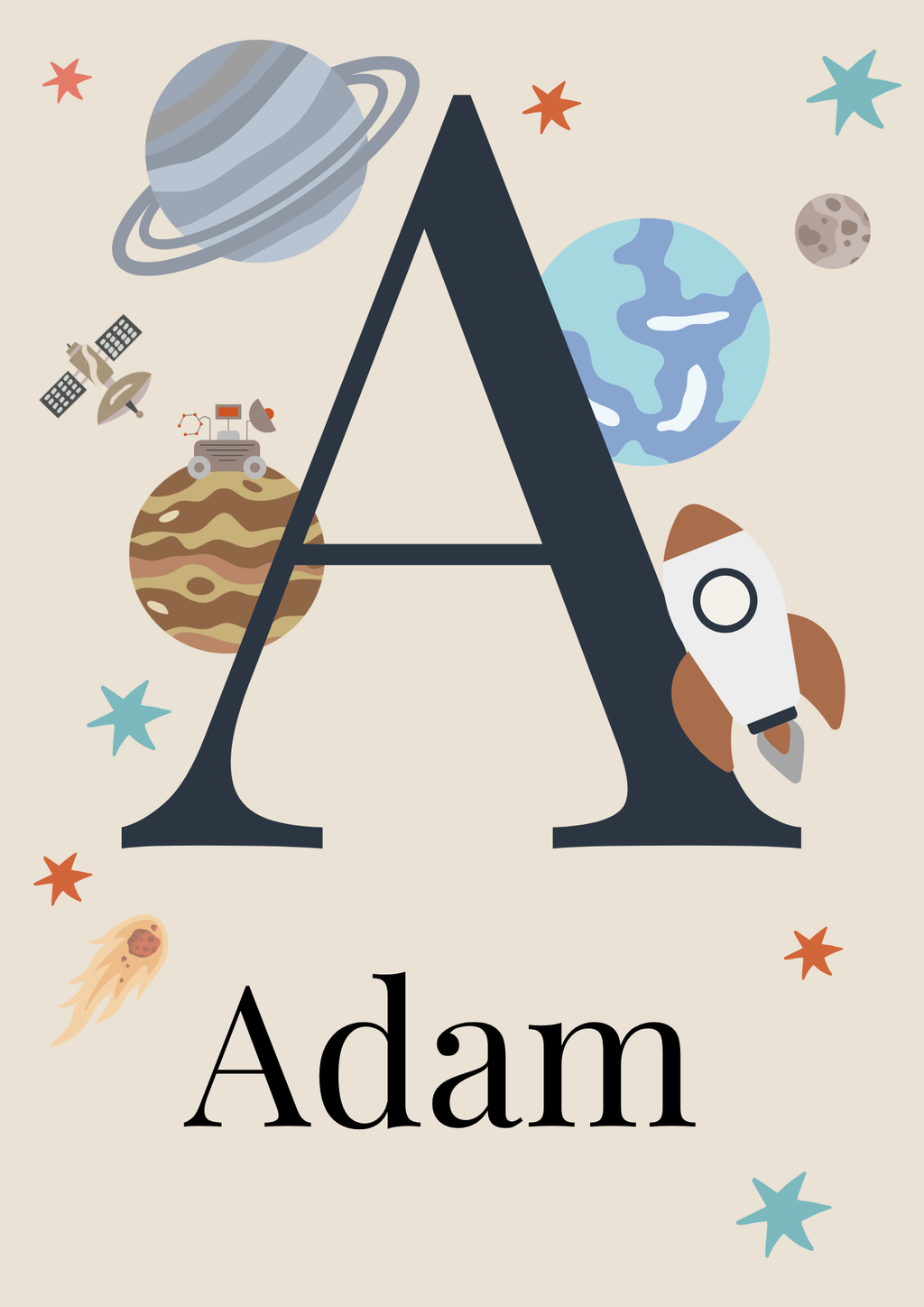 Personalised Space Name Initial Print