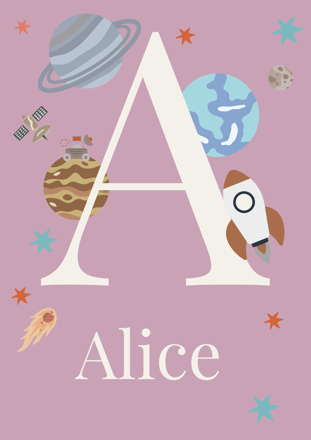 Personalised Space Name Initial Print