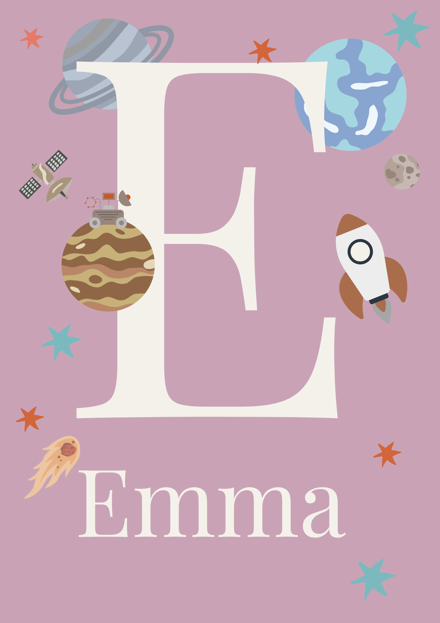 Personalised Space Name Initial Print