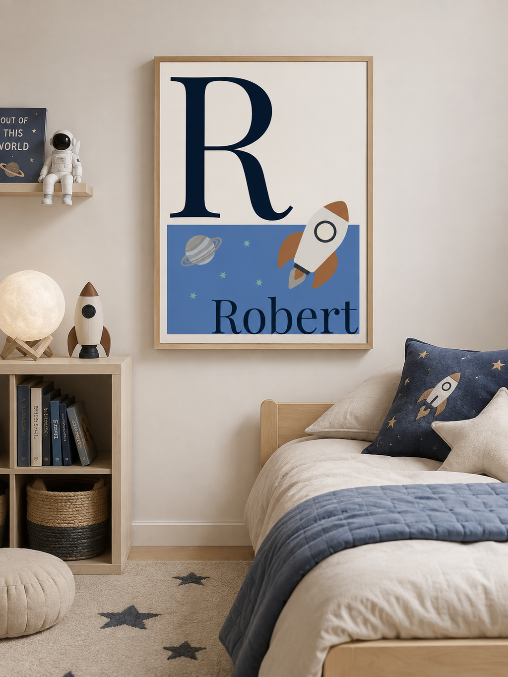 Personalised Space Initial & Name Wall Art for Kids