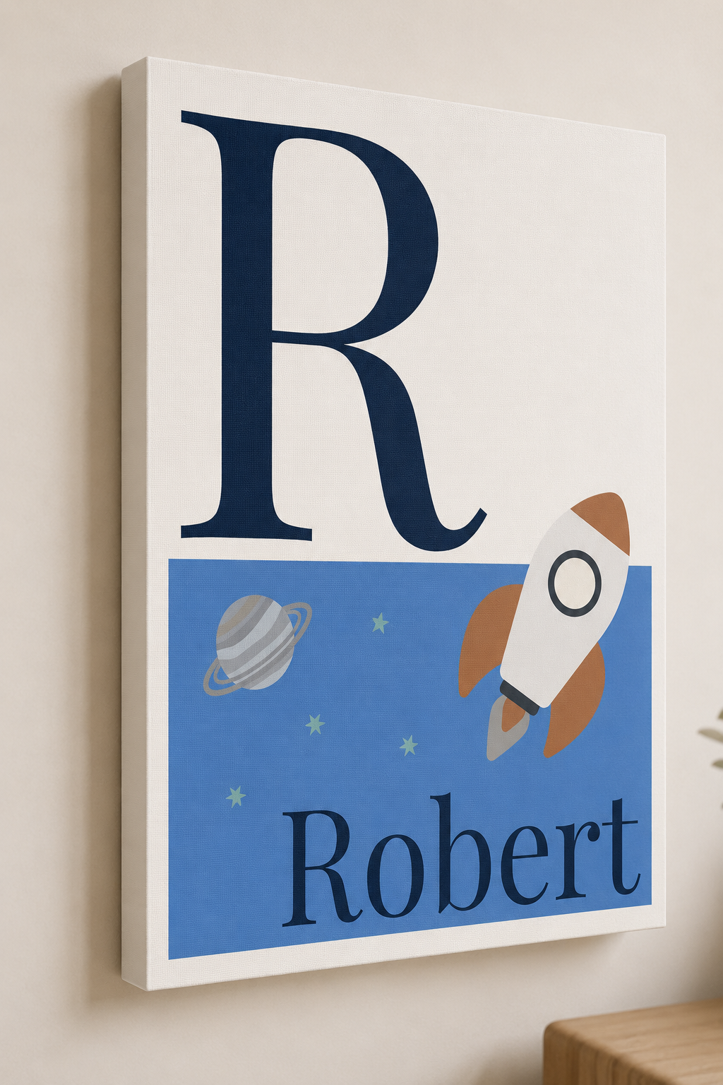 Personalised Space Initial & Name Wall Art for Kids