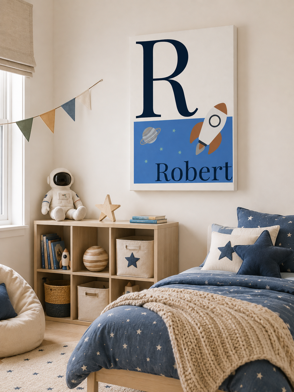 Personalised Space Initial & Name Wall Art for Kids