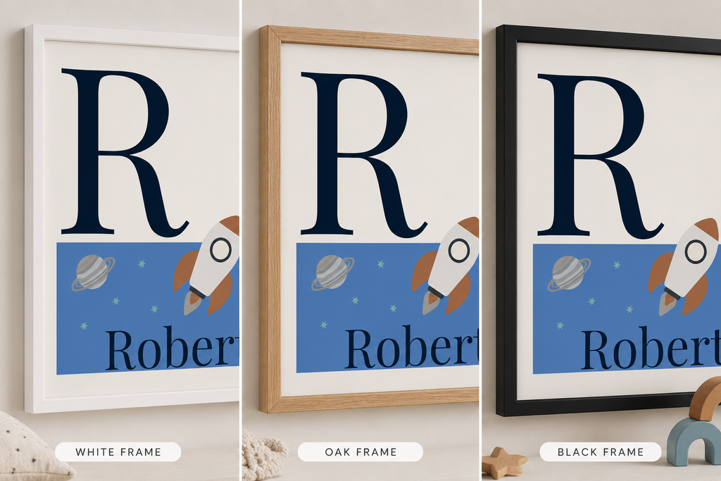 Personalised Space Initial & Name Wall Art for Kids