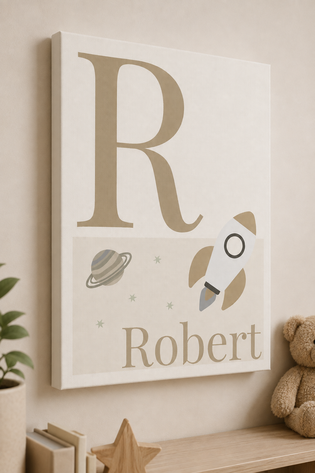 Personalised Space Initial & Name Wall Art for Kids