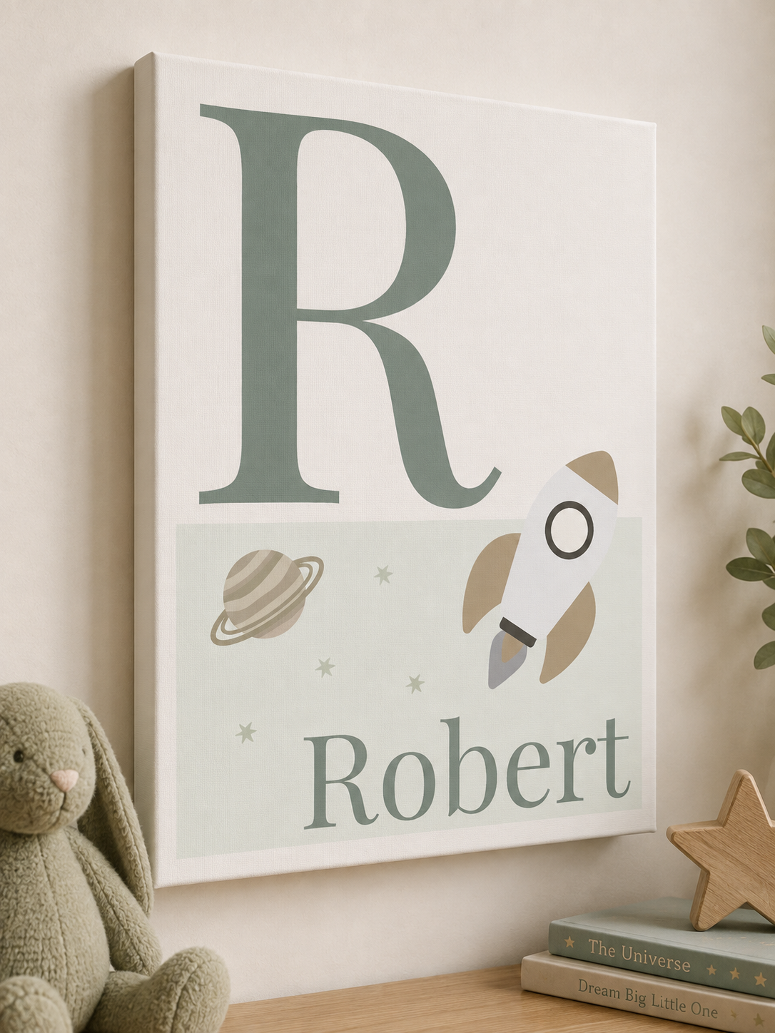 Personalised Space Initial & Name Wall Art for Kids