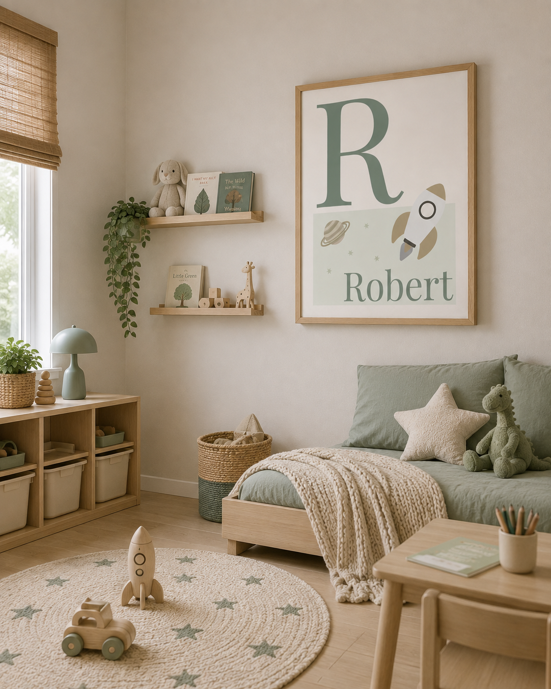 Personalised Space Initial & Name Wall Art for Kids
