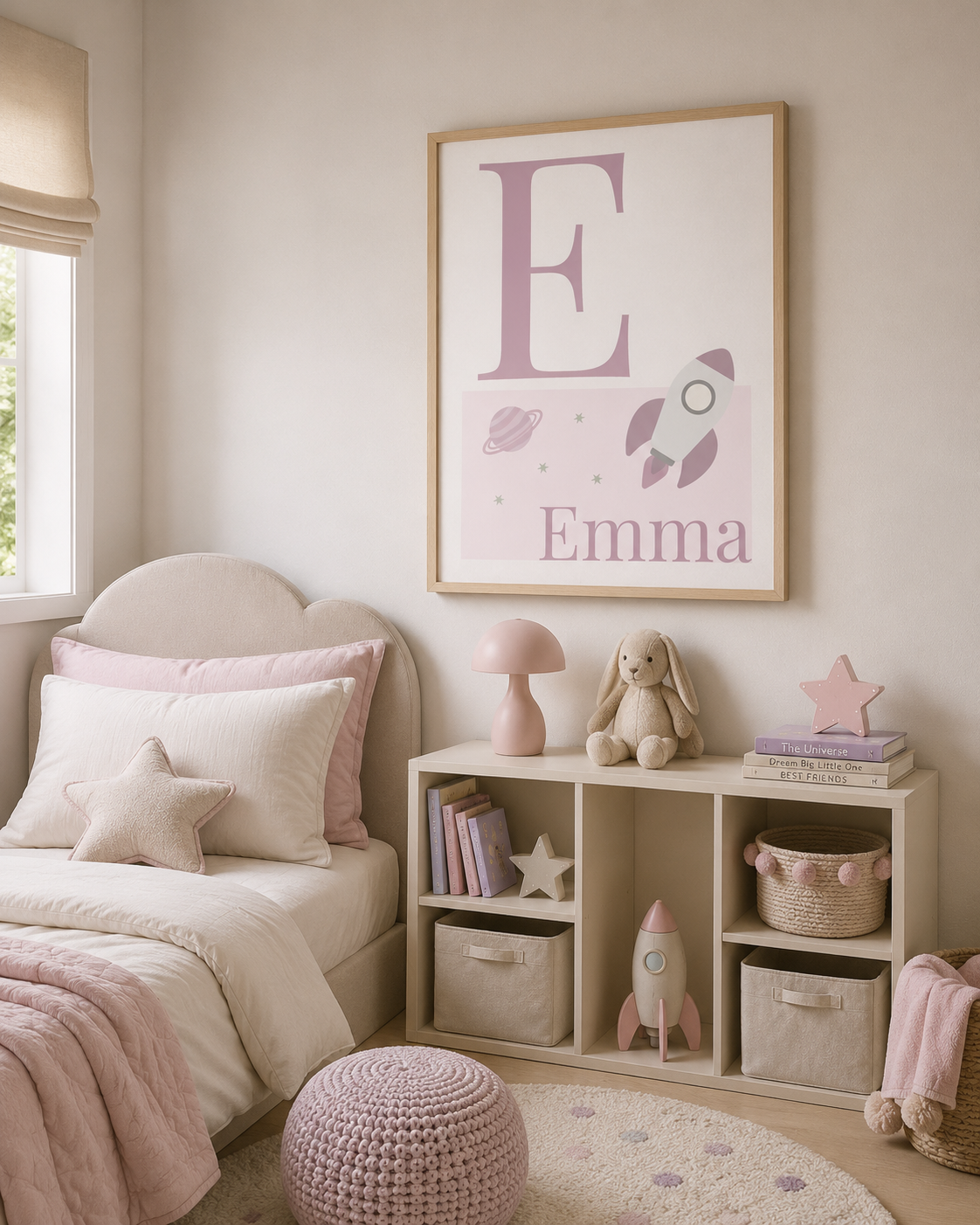Personalised Space Initial & Name Wall Art for Kids