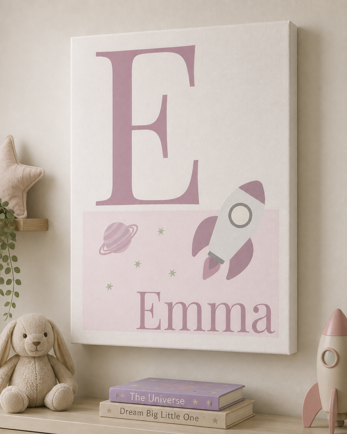 Personalised Space Initial & Name Wall Art for Kids