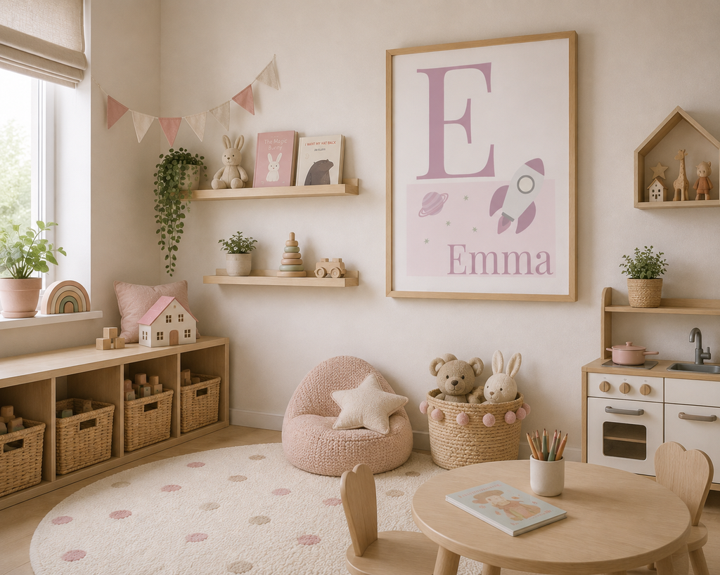 Personalised Space Initial & Name Wall Art for Kids