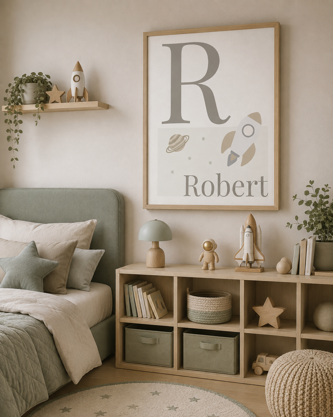 Personalised Space Initial & Name Wall Art for Kids