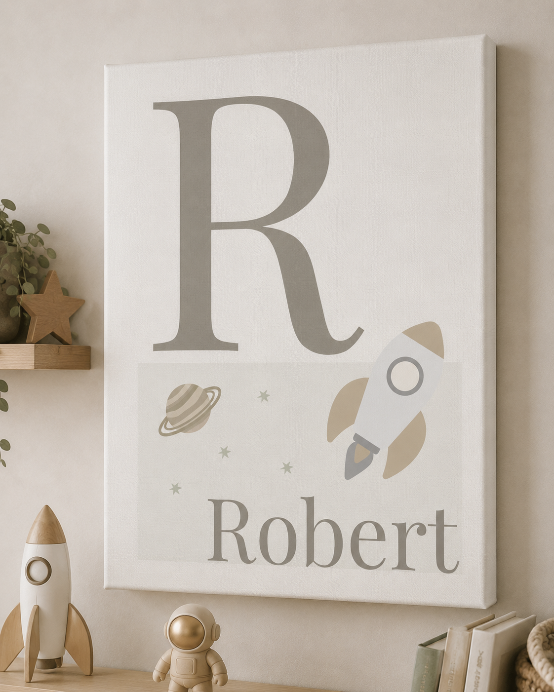 Personalised Space Initial & Name Wall Art for Kids