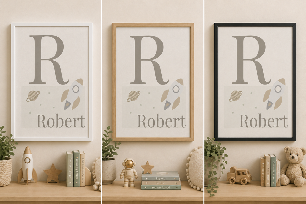 Personalised Space Initial & Name Wall Art for Kids