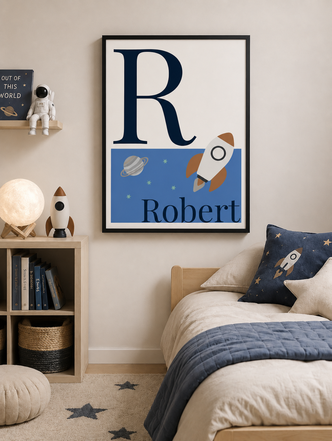 Personalised Space Initial & Name Wall Art for Kids
