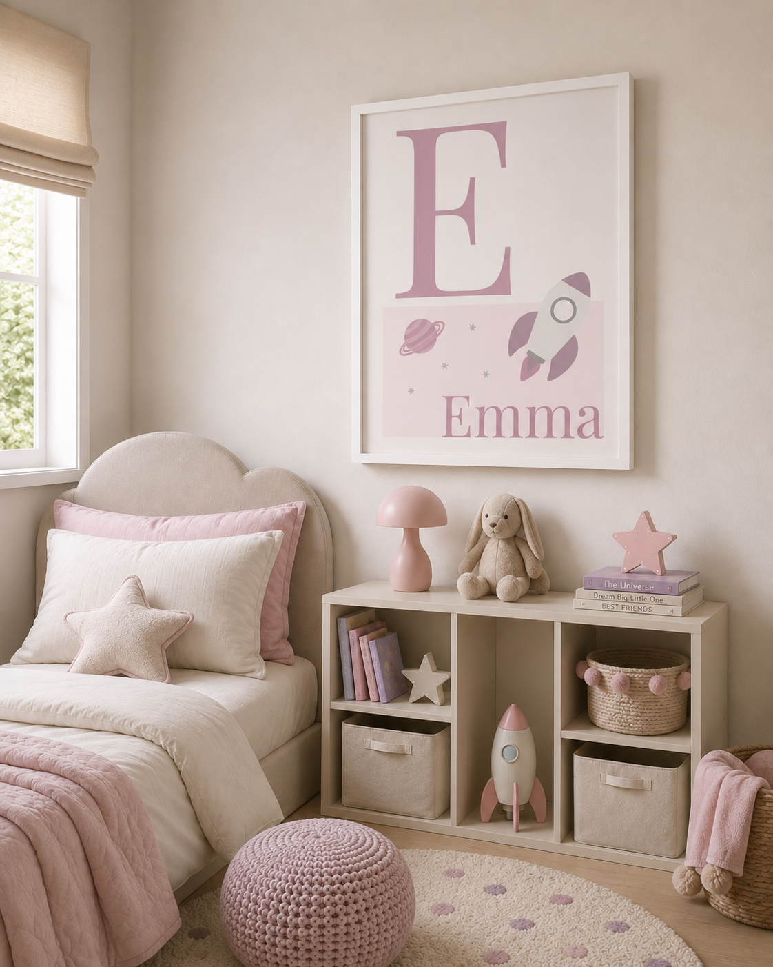 Personalised Space Initial & Name Wall Art for Kids