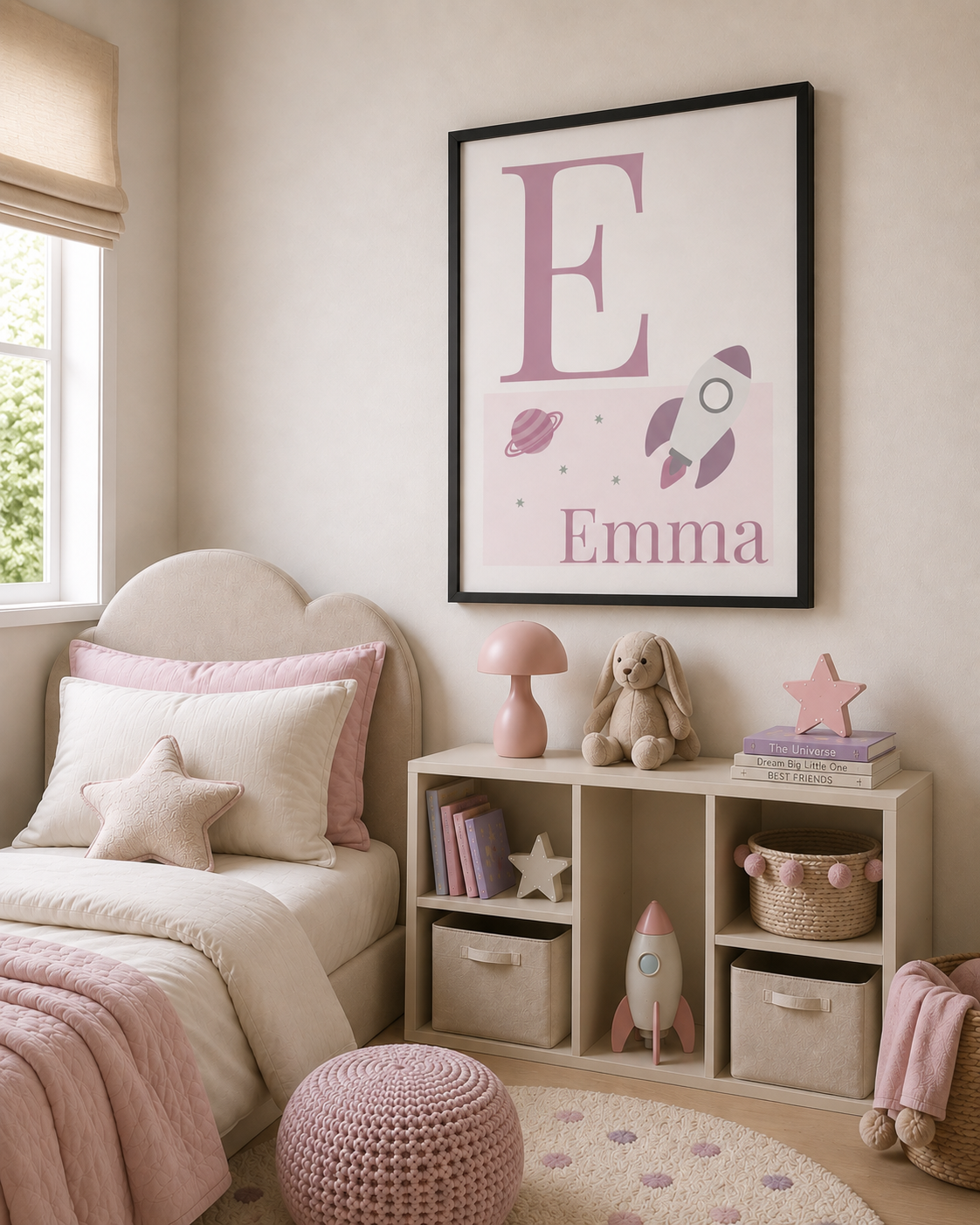 Personalised Space Initial & Name Wall Art for Kids