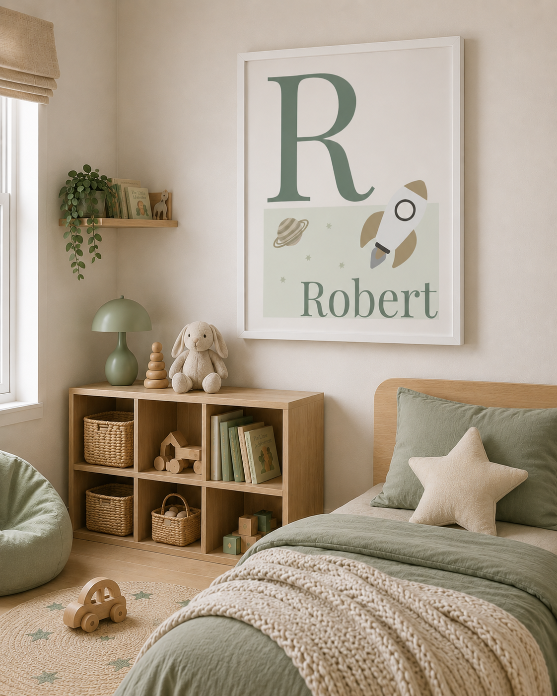 Personalised Space Initial & Name Wall Art for Kids
