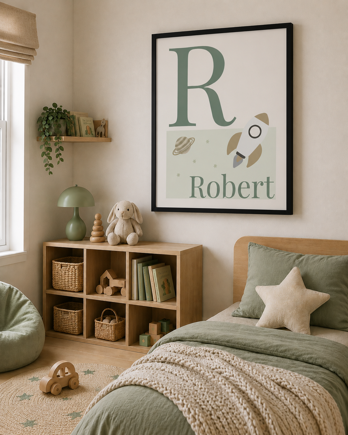 Personalised Space Initial & Name Wall Art for Kids