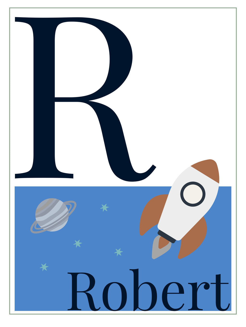 Personalised Space Initial & Name Wall Art for Kids