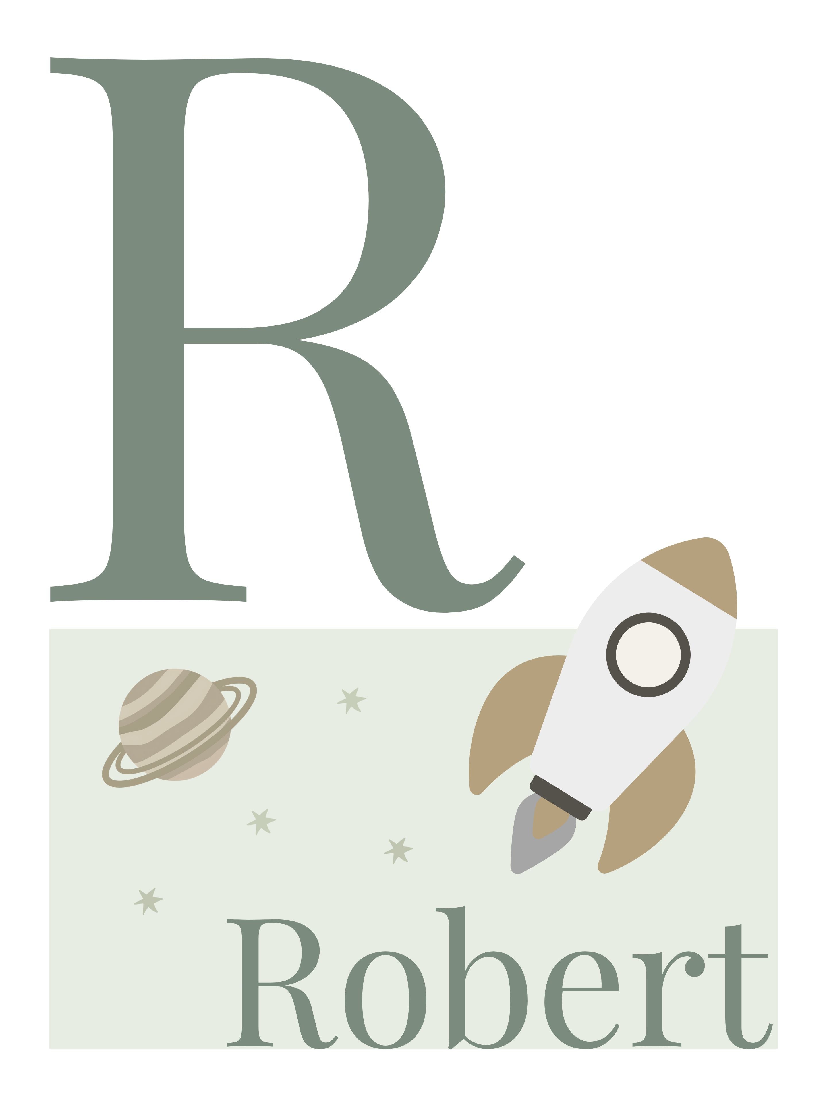 Personalised Space Initial & Name Wall Art for Kids