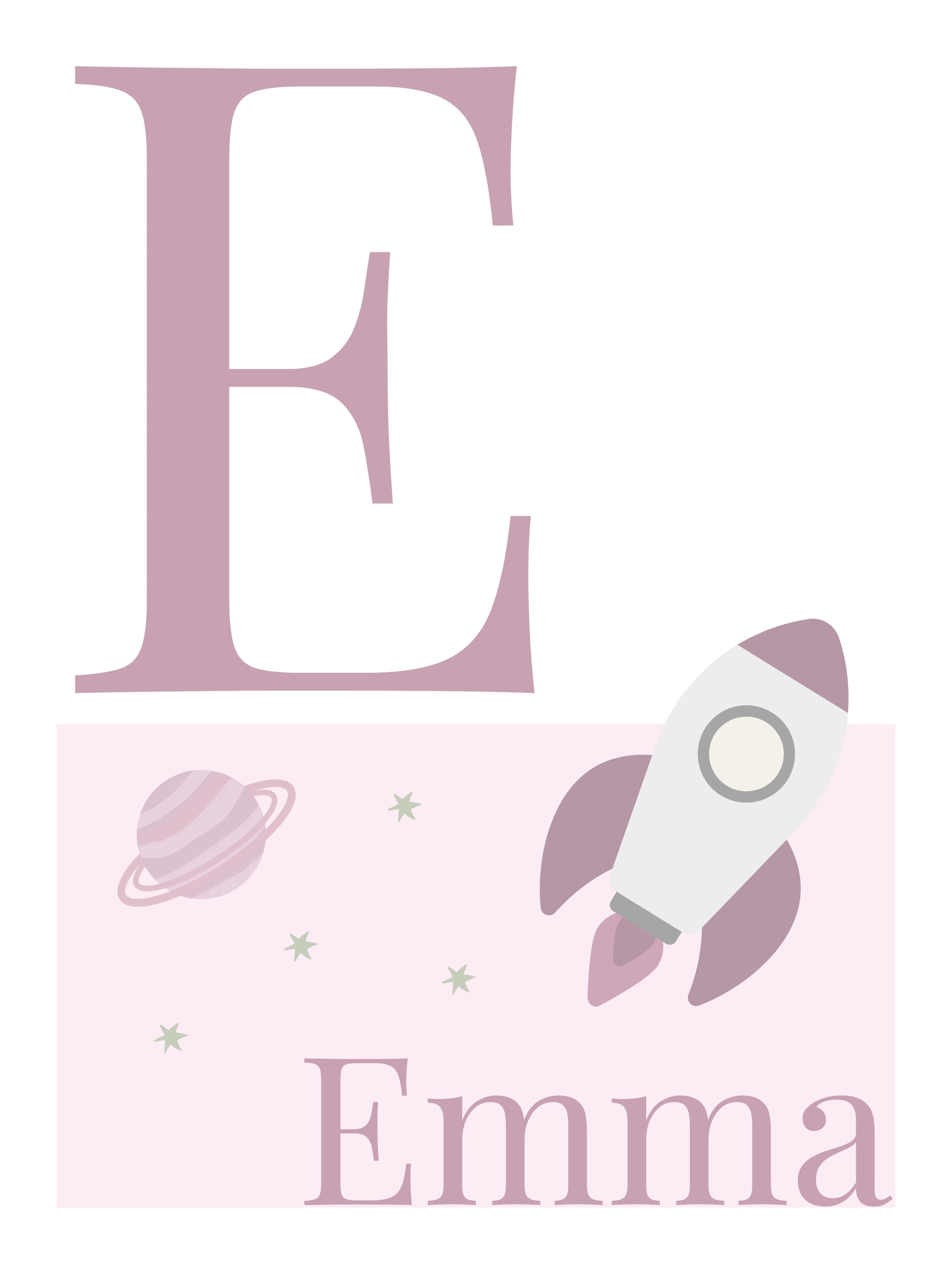 Personalised Space Initial & Name Wall Art for Kids