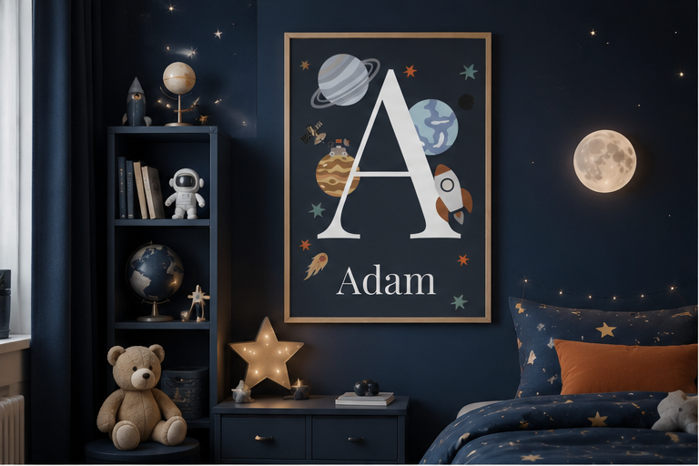 Personalised Space Name Initial Print