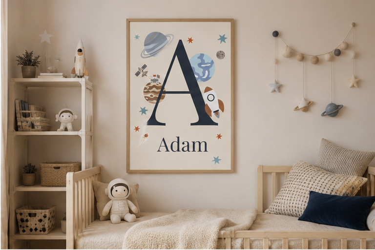Personalised Space Name Initial Print