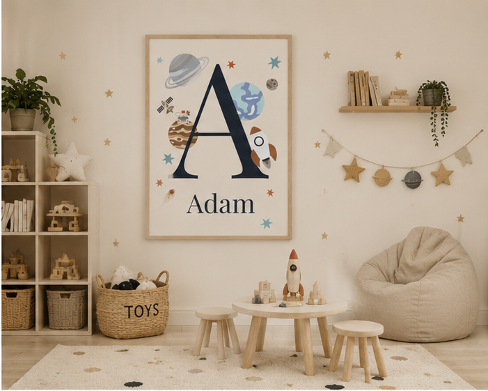 Personalised Space Name Initial Print