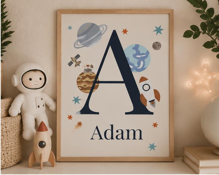 Personalised Space Name Initial Print