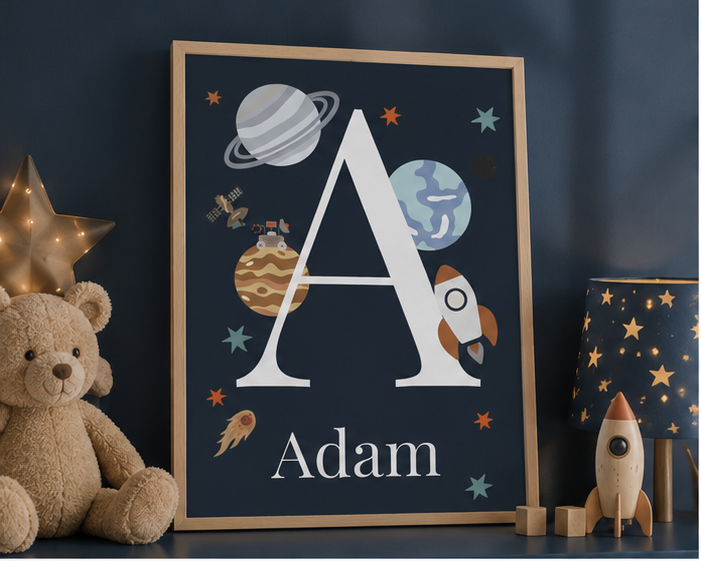 Personalised Space Name Initial Print