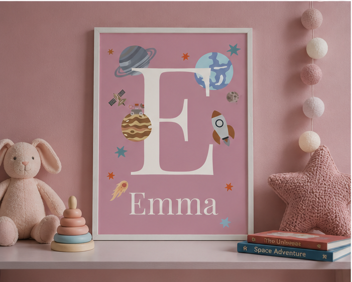 Personalised Space Name Initial Print