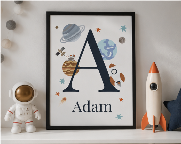 Personalised Space Name Initial Print