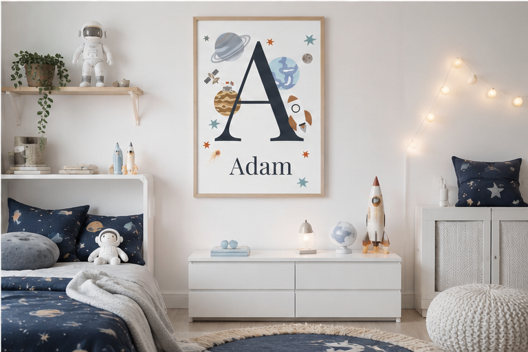 Personalised Space Name Initial Print